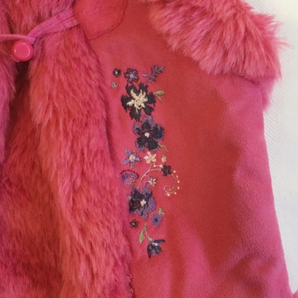 george floral embroidered faux fur faux suede toggle vest 6 months baby girl - Picture 2 of 8